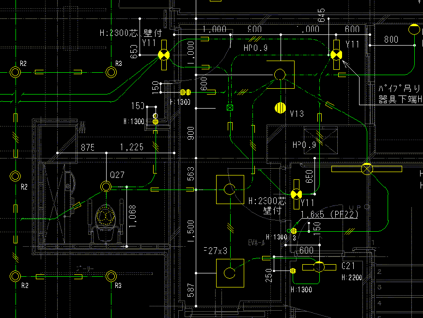 電灯設備平面図・施工図の作成例